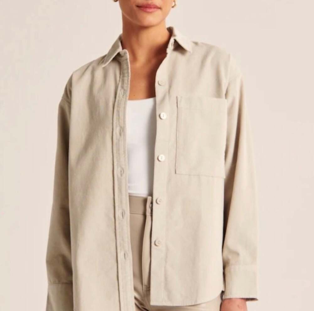 Abercrombie & Fitch Oversized Corduroy Button-Up Shirt, Size XS